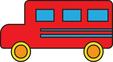 Bus icon with red color and blue window. vector