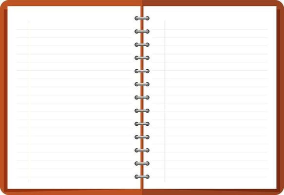 Open blank notebook on white background.