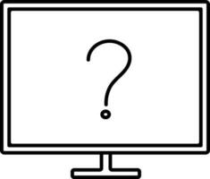 Question symbol on desktop screen icon in line art for Online study. vector