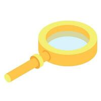 Isometric magnifier icon in yellow color. vector