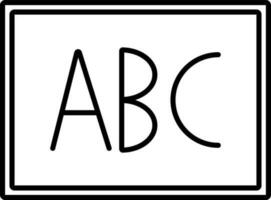 ABC alphabet on board or paper icon in black line art. vector