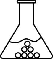 Chemical flask icon in line art. vector