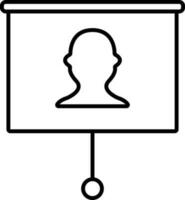 Man painting canvas board icon in thin line art. vector