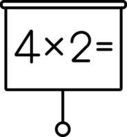 Multiply 4 by 2 on canvas board icon in line art. vector