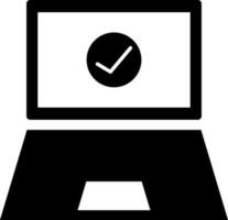 Verified tick mark on computer screen icon in flat style. vector