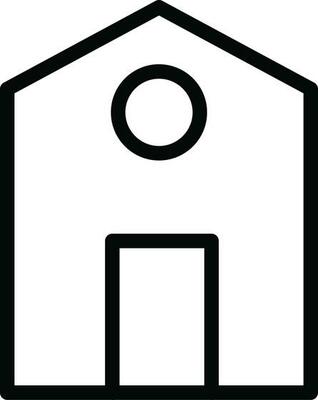 Home or House icon in black line art.