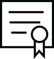 Certificate icon in thin line art. vector