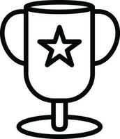 Line art Star Cup Trophy icon in flat style. vector