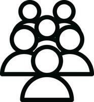 Black line art of Group of People icon. vector