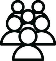 Black line art of Group of People icon. vector