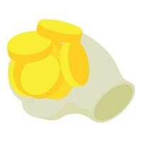 Transparency concept icon isometric vector. Several golden coin in human hand vector