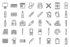Painting school icons set outline vector. Class student vector