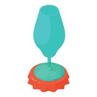 Beverage concept icon isometric vector. New empty wine glass on metal bottle cap vector