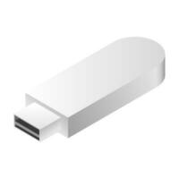 3D illustration of flash drive icon in white color. vector