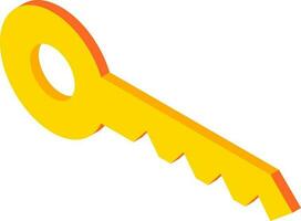 Isolated yellow key icon in 3d style. vector