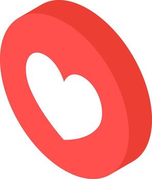 isométrica favorito botón icono en rojo color. vector