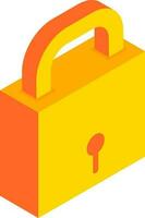 Isometric lock icon in yellow color. vector