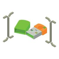 Modern device icon isometric vector. Modern bright portable flash drive device vector