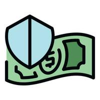 Dollar shield icon vector flat