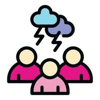 grupo lluvia de ideas icono vector plano