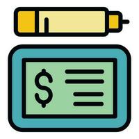 Tablet online money icon vector flat
