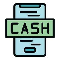 Phone cash icon vector flat