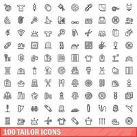 100 tailor icons set, outline style vector