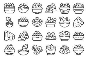 Nachos icons set outline vector. Dip mexican vector