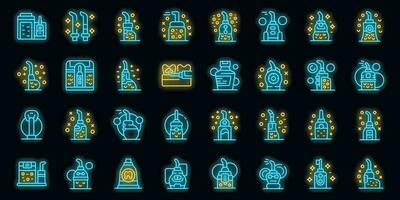 Irrigator for teeth icons set vector neon