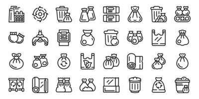 Garbage bags icons set outline vector. Blank clean vector