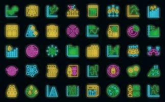 Demographer icons set vector neon