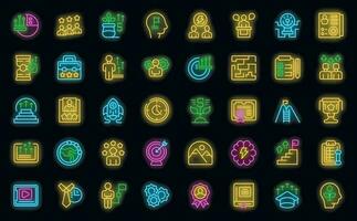 Personal Growth Training icons set vector neon