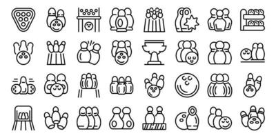 Skittles icons set outline vector. Sport game vector