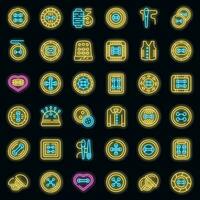 Cloth buttons icons set vector neon