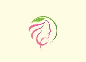 natural belleza salón femenino logo diseño vector