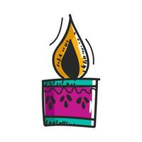 Beautiful candle doodle in hand draw style. vector