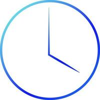 Blue line art wall clock in flat style. vector