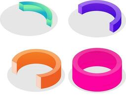 Abstract 3D shiny icon sets in purple, pink, orange and green color combination, isolated on white background. Can be for presentation. vector