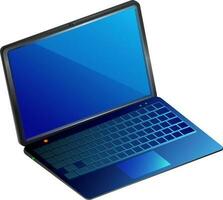 Shiny blue laptop in 3D style. vector