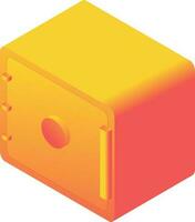 Isolated shiny yellow and orange locker isometric icon. vector