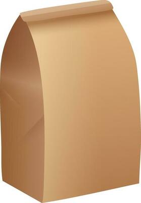 Brown paper bag symbol. Realistic illustration element.