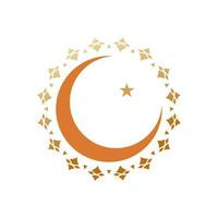 Crescent moon with star on white background for Islamic concept. vector