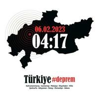 Earthquake February 6, 2023 in Turkey. A tragedy in black and red. Vector graphics.