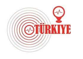 Earthquake icon design and the inscription Turkey on a white background in red colors. vector