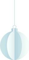 Blue paper lantern hanging on white background. vector