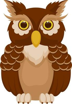 Cartoon owl character in brown color.