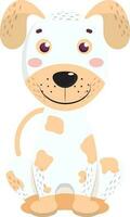 Cartoon character of dog sitting on white background. vector