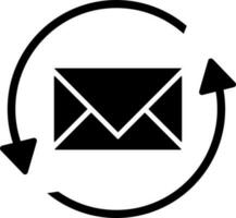 Illustration of mail inside the circular arrow glyph icon. vector