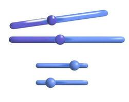 3d barra de desplazamiento y ajuste. volumen, brillo. panel control deslizante bar cambiar control. azul control deslizante vector