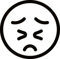 Tired emoji face icon in line art icon. vector